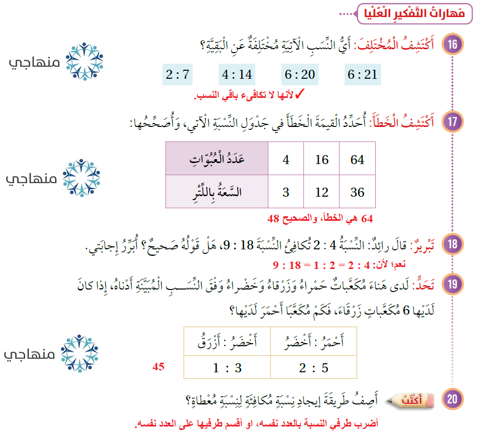 النسب المتكافئة